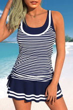 Cargue la imagen en el visor de la galería, Nautical Striped Skirt Style Tankini Set
