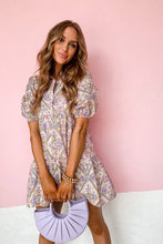 Load image into Gallery viewer, Floral Button Shirt Collar Puff Sleeve Ruffle Dress

