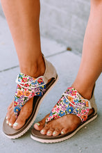 Cargue la imagen en el visor de la galería, Multicolor Floral Print Zipped Flip Flop Sandals
