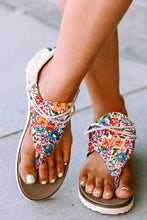 Cargue la imagen en el visor de la galería, Multicolor Floral Print Zipped Flip Flop Sandals
