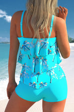 Cargue la imagen en el visor de la galería, Coconut Tree Print Layered Tankini 2pcs Swimsuit
