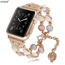 Cargue la imagen en el visor de la galería, Women&#39;s Night Luminous Pearl watchband bracelet for Apple Watch
