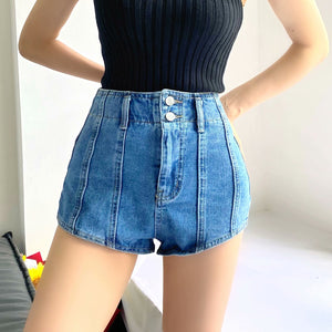 High Waist Stitching Sexy Slim-Fit Denim Shorts