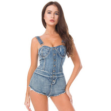 Load image into Gallery viewer, Square Neck Denim Jumpsuit
