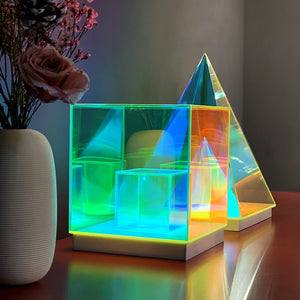 Acrylic LED Pyramid Night Light with Remote Control