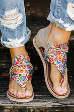 Load image into Gallery viewer, Multicolor Floral Print Zipped Flip Flop Sandals
