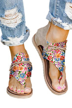 Load image into Gallery viewer, Multicolor Floral Print Zipped Flip Flop Sandals
