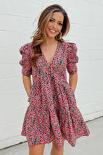 Load image into Gallery viewer, Vintage Puff Sleeve Side Pockets Floral Dress
