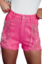 Load image into Gallery viewer, Distressed Slim Fit High Waist Denim Shorts
