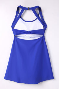 Strappy Halterneck Skirt Style One Piece Swimsuit