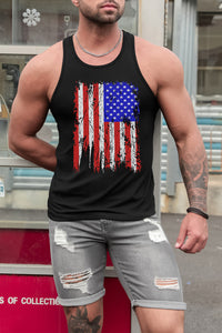 America Flag Cactus Print Slim-fit Men's Tank Top