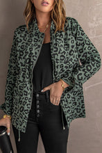 Load image into Gallery viewer, Lapel Collar Zipper Drawstring Leopard Coat - www.novixan.com
