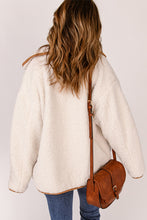 Load image into Gallery viewer, Beige Contrast Binding Buttoned Sherpa Jacket
