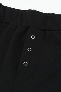 Conjunto de dos piezas de pantalón corto y top de manga con hombros caídos de punto acanalado gris