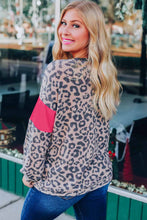Load image into Gallery viewer, Color Block Leopard Patchwork Puff Sleeve Top
