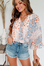 Load image into Gallery viewer, Floral Surplice Wide Sleeve Bodysuit
