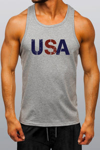 Camiseta de tirantes para hombre con estampado de cactus y bandera de Estados Unidos