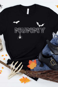 Camiseta de manga corta con estampado gráfico de letra de calabaza de otoño