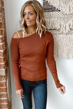 Load image into Gallery viewer, Knit One Shoulder Long Sleeve Pullover Top - www.novixan.com
