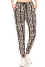 Load image into Gallery viewer, Snakeskin Printed Joggers With Solid Trim, Drawstring Waistband, Waist - www.novixan.com
