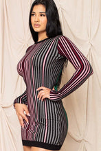 Cargue la imagen en el visor de la galería, Multi-color Striped Ribbed Dress - www.novixan.com
