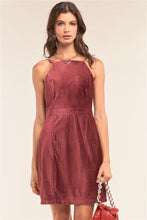 Load image into Gallery viewer, Cranberry Red Corduroy Sleeveless Square Neck Tight Fit Mini Dress - www.novixan.com
