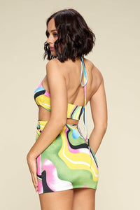 Multi Color Dress With Front Cut Out - www.novixan.com