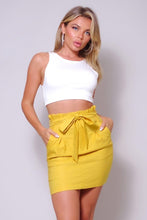 Load image into Gallery viewer, High Waisted Pleated &amp; Belted Mini Skirt with Front Side Pockets - www.novixan.com
