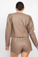 Cargue la imagen en el visor de la galería, Faux Leather Jacket &amp; Shorts Set - www.novixan.com
