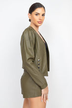 Load image into Gallery viewer, Faux Leather Jacket &amp; Shorts Set - www.novixan.com
