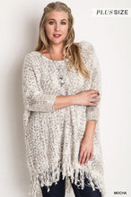 Load image into Gallery viewer, Chunky Knit Sweater Frayed Trim Plus Size - www.novixan.com
