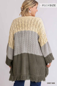 Patchwork Knitted Open Front Cardigan Sweater - www.novixan.com
