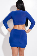 Load image into Gallery viewer, Solid 3/4 Sleeve Ruched Cutout Dress - www.novixan.com
