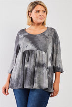 Load image into Gallery viewer, Plus Size Tie-dye Midi Sleeve Relaxed Flare Top - www.novixan.com
