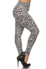 Load image into Gallery viewer, Floral With Hounds Tooth Printed Knit Legging - www.novixan.com
