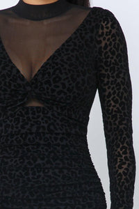 Long Sleeve Mock Neck Mini Dress - www.novixan.com