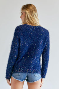 Cute Fuzzy Thick Knit Polak Dot Sweater - www.novixan.com