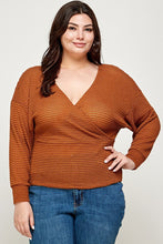 Load image into Gallery viewer, Plus Size Textured Waffle Sweater Knit Top - www.novixan.com
