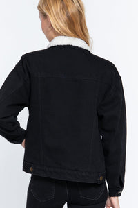 Black Oversized Denim Jacket - www.novixan.com