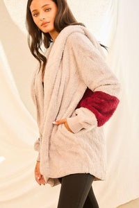 Long Sleeve Wool Hoodie Jacket With Pocket - www.novixan.com