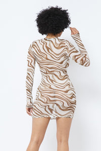Printed Mesh Dress - www.novixan.com