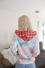 Load image into Gallery viewer, Tie-dye Print Contrast Plaid Hood Sweater - www.novixan.com
