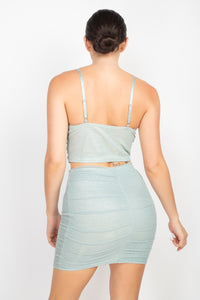 Shirred Cami Top and Mini Skirts Set - www.novixan.com