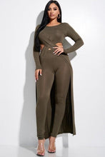 Load image into Gallery viewer, 2 Piece Set Rayon Spandex Long Sleeve Crossed Over Long Top And Leggings - www.novixan.com
