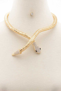 Snake Rhinestone Head Necklace - www.novixan.com