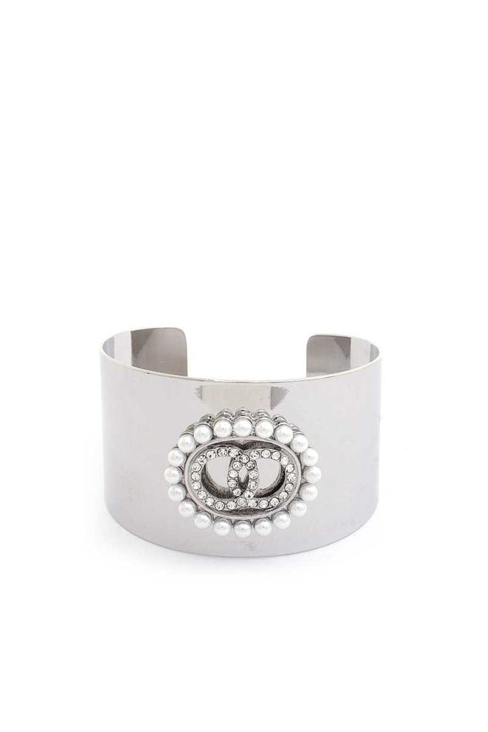 Rhinestone Pearl Cuff Bracelet - www.novixan.com