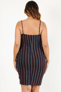 Rainbow Striped Short Dress Plus Size - www.novixan.com