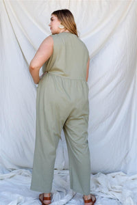Cotton Front Sleeveless Jumpsuit - www.novixan.com