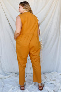 Cotton Front Sleeveless Jumpsuit - www.novixan.com