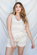 Load image into Gallery viewer, Stripe Knit Sleeveless Top &amp; Short Set Plus Size
